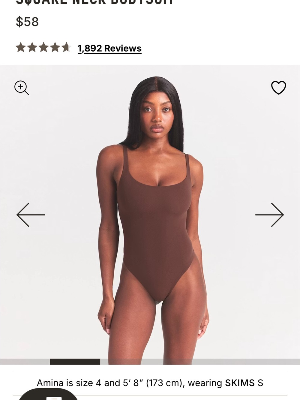 SKIMS Chocolate Brown Square-Neck Bodysuit